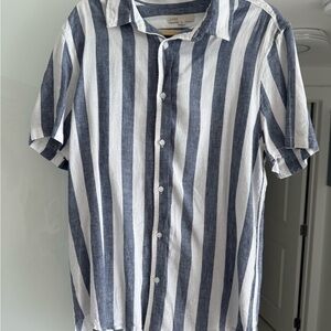 Onia Navy and White Striped Men's Shirt